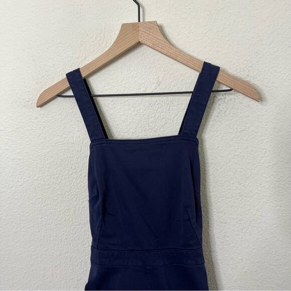 NWT Anthropologie Maeve Navy A-Line Flared Open Back Overall Midi Denim Dress 2P - Picture 4 of 11